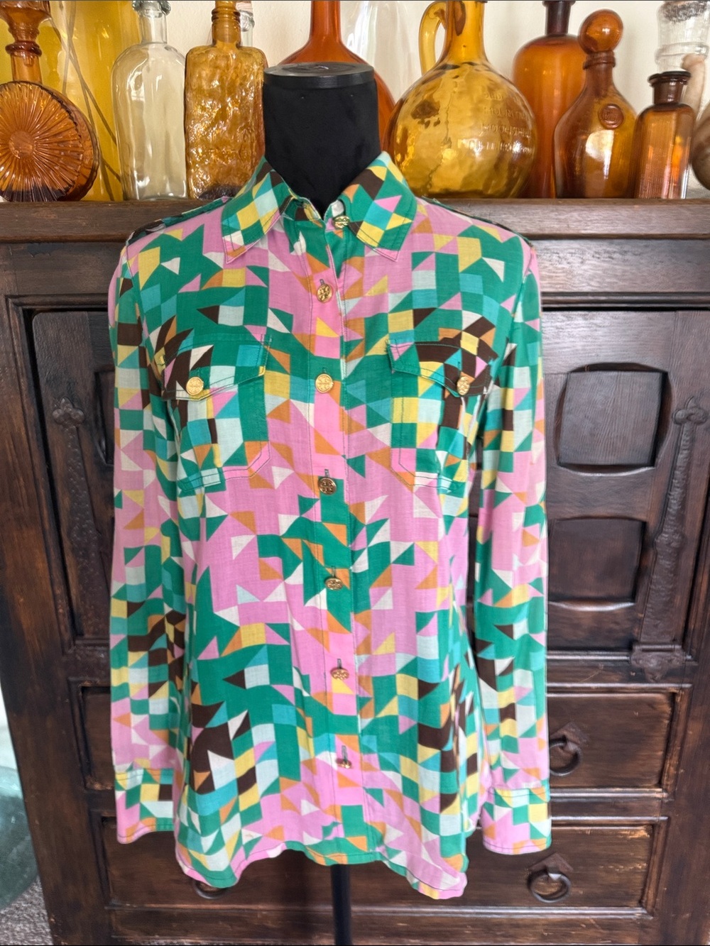 Tory Burch Geometric Button-Down Shirt